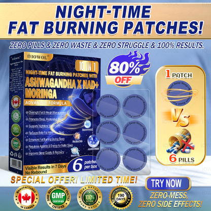 IOWOL® NIGHT-TIME FAT BURNING PATCHES! ZERO PILLS & ZERO WASTE & ZERO STRUGGLE & 100% RESULTS.